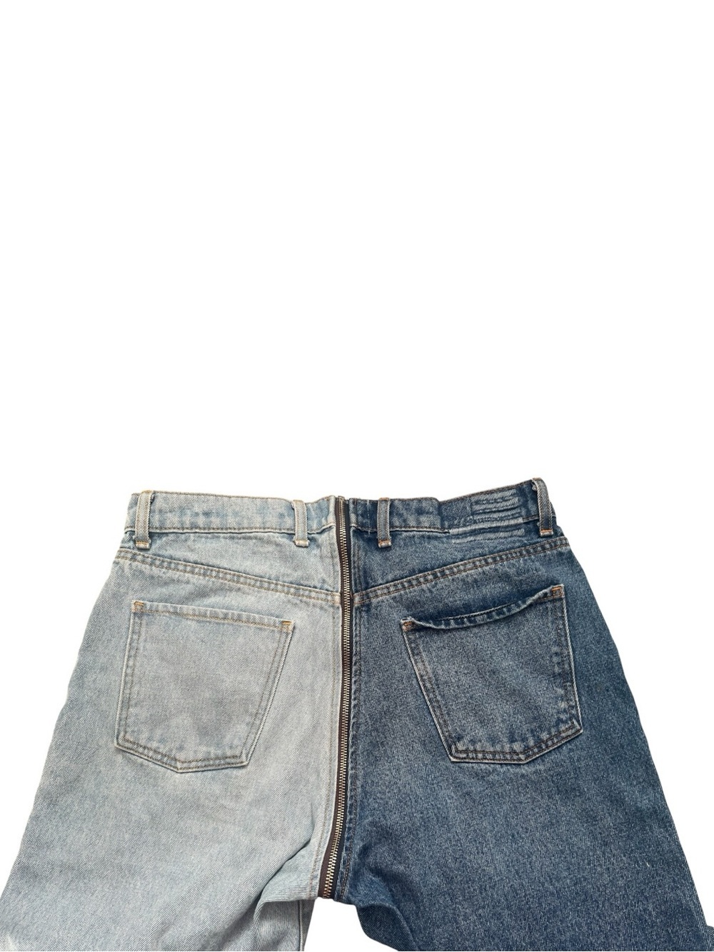 Revice Yin Yang cropped two tone denim straight leg jeans with zipper accent - Picture 7 of 7